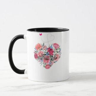Mug Cœur de fleurs - bouquet aquarelle