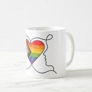 Mug Cœur de la fierté progressiste en ligne art