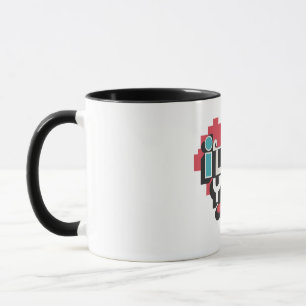 Mug Cœur de pixel Je t'aime Typographie Rétro