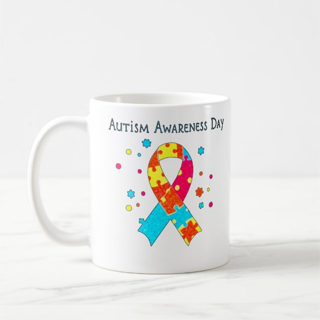 Mug Coeur de sensibilisation sur l'autisme (Gauche)