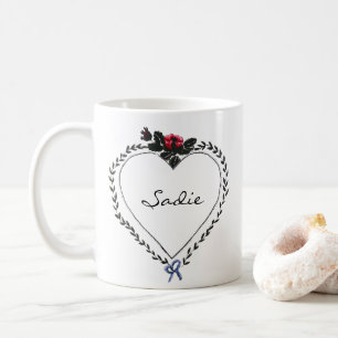 Mug Cœur de style victorien Dark Academia Nom personna