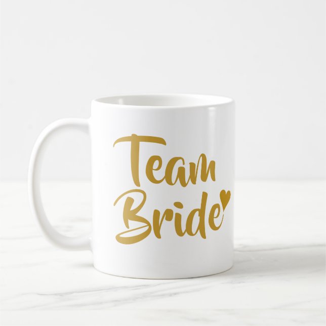 Mug Coeur d'or de jeune mariée d'équipe (Gauche)