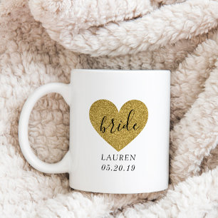 Mug Coeur doré moderne Mariée personnalisée