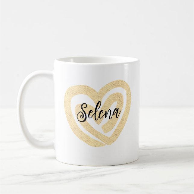 Mug Coeur doré personnalisé mignon (Gauche)