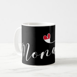 Mug Coeur drapeau de Monaco, Monaco, j'aime le Monaco