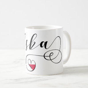 Mug Coeur du drapeau polonais, Pologne Polska