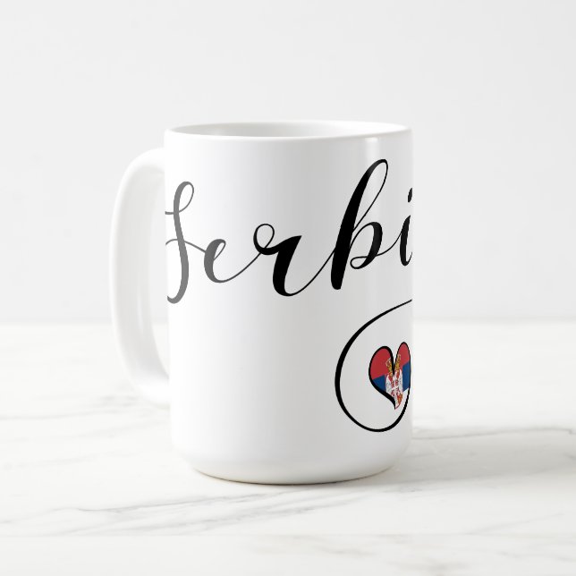 Mug Coeur du drapeau serbe, Republika Srbija (Devant gauche)