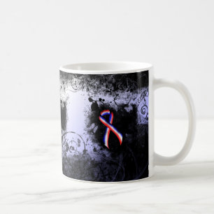 Mug Coeur du ruban rouge, blanc et bleu