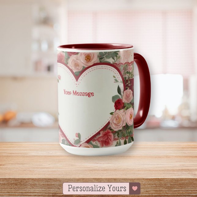 Mug Coeur et Rose personnalisés (Personalized Heart and Rose Mug)