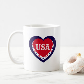 Mug Coeur festif rouge blanc bleu patriotique américai