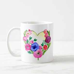 Mug Coeur floral avec citation de fille