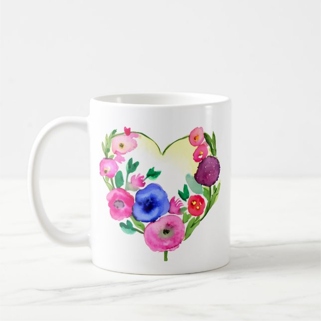 Mug Coeur floral avec citation de fille (Gauche)