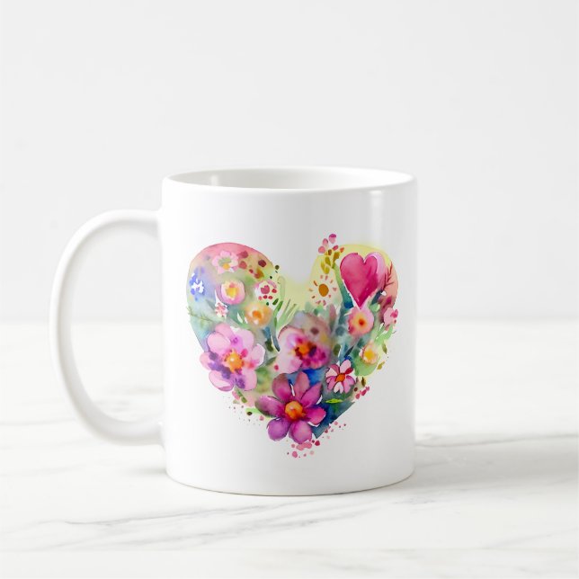 Mug Coeur floral avec citation inspirante (Gauche)
