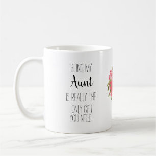 Mug Coeur floral moderne Tante "cadeau seulement" fun