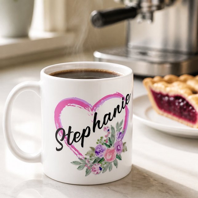 Mug Cœur Floral Personnalisé (Créateur téléchargé)