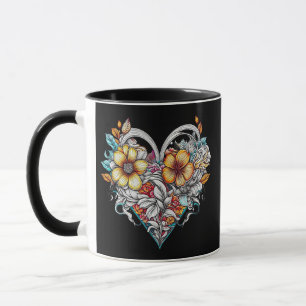 Mug Coeur floral personnalisé avec message sensoriel