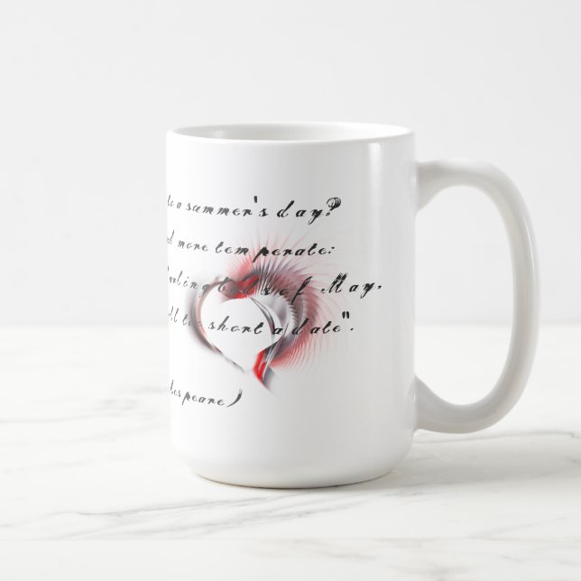 Mug Coeur métallique avec sonnet de Shakespeare 18 (Droite)