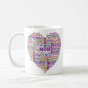 Mug Coeur mignon d'art de mot du jour de mère de mama