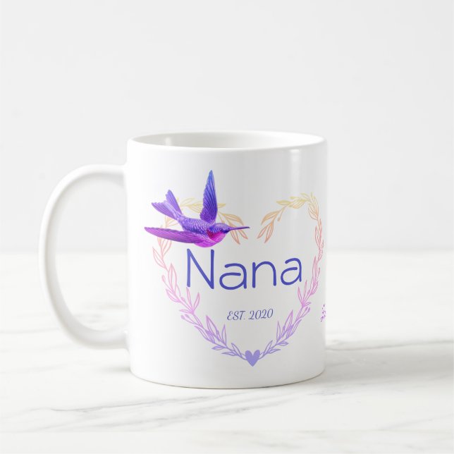 Mug Coeur mignon Nana Coeur colibri rose pourpre (Gauche)