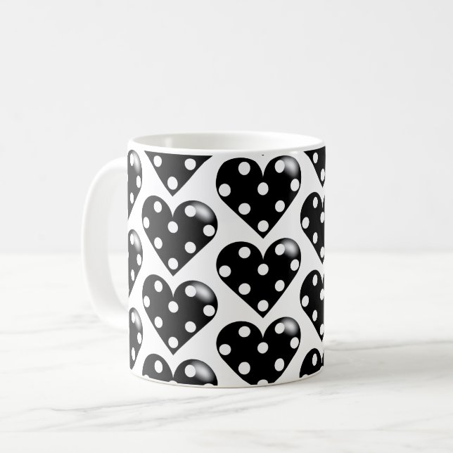 Mug Coeur noir avec Pois (Devant gauche)