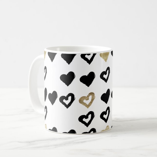 Mug Coeur Noir & Or (Devant gauche)