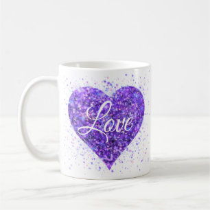 Mug Coeur pétillant pourpre, parties scintillant d'amo