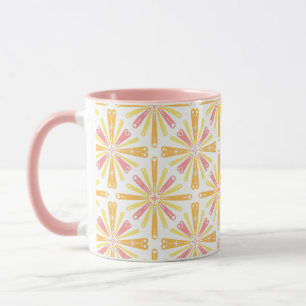 Mug Coeur radial Sunburst Motif rose Jaune