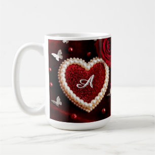 Mug Cœur romantique avec bordure de perles
