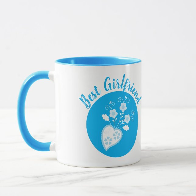 Mug Coeur romantique bleu portugais (Gauche)