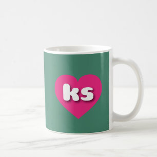 Mug Coeur rose chaud du Kansas - J'aime ks