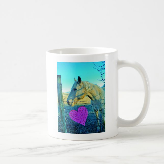 Mug Coeur rose et Cheval jaune (Droite)