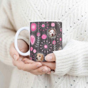 Mug Coeur rose mignon et Flower Chien Maman Photo Coll