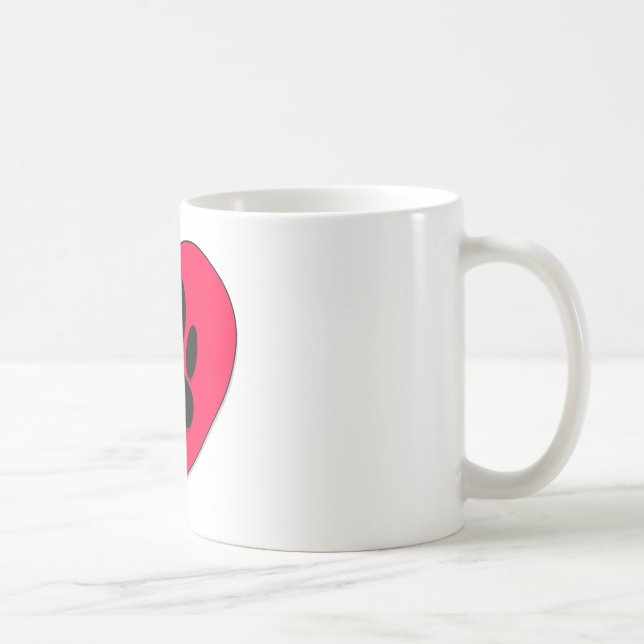 Mug Coeur rouge avec Empreinte de patte de chien (Droite)