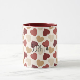 Mug Cœur Rouge Or Crème