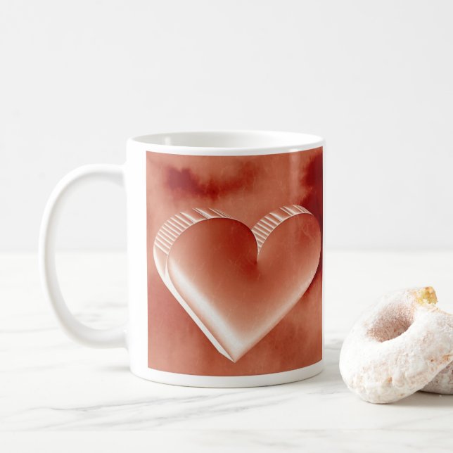 Mug Coeur rouge pour les couples romantiques 3D Waterc (Avec donut)