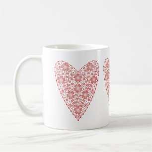 Mug Coeur rouge scandinave blanc
