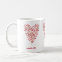 Coeur Scandinave Personnalisé Rouge Blanc Blanc