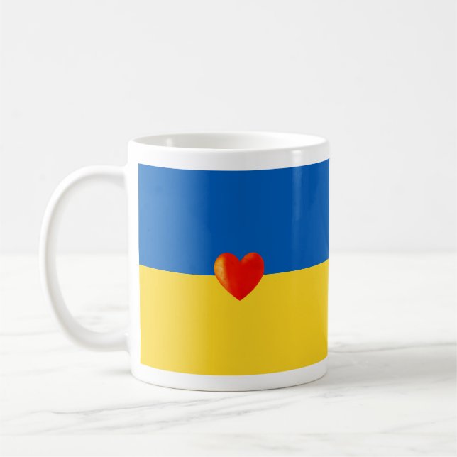Mug Coeur sur les couleurs du drapeau ukrainien (Gauche)