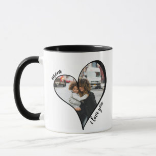 Mug Cœur unique Maman Je t'aime Photo personnalisée
