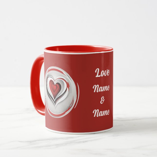 Mug coeurs, abstraits en cercle. (Devant gauche)