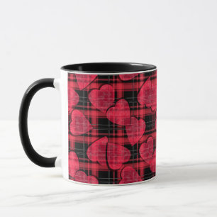 Mug Coeurs amour Valentines Day texture motif rayée