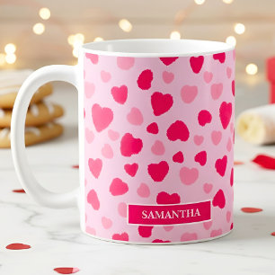 Mug Cœurs Aquarelle Rose Pâle Cadeau de la Saint-Valen