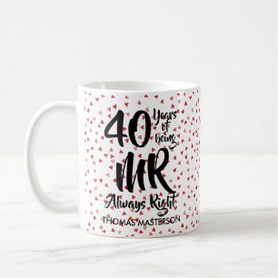 Mug Coeurs argentés de quarantième anniversaire de M.