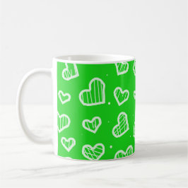 Mug Cœurs artistiques motif sans couture Fond vert
