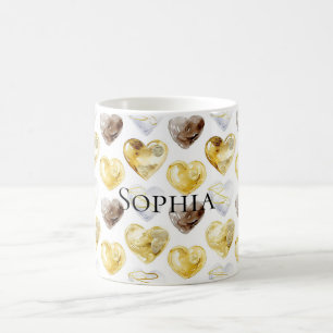 Mug Coeurs blancs au chocolat Or