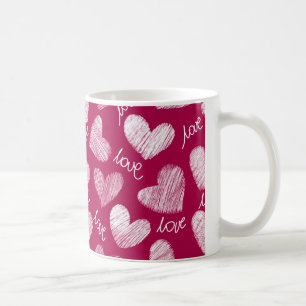 Mug Coeurs blancs avec script d'amour rouge mignon