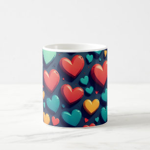 Mug Coeurs colorés, art Valentin