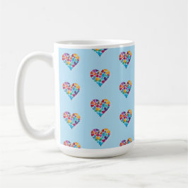 Mug Coeurs colorés Design, Bleu, Profitez!, Personnali