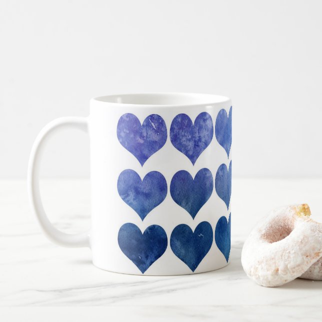 Mug Coeurs d'amour bleu (Avec donut)