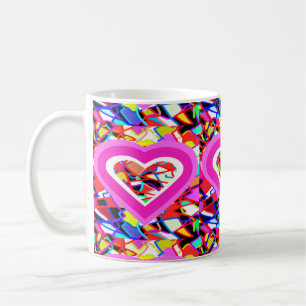 Mug Coeurs d'amour éclatants sur un motif en mosaïque